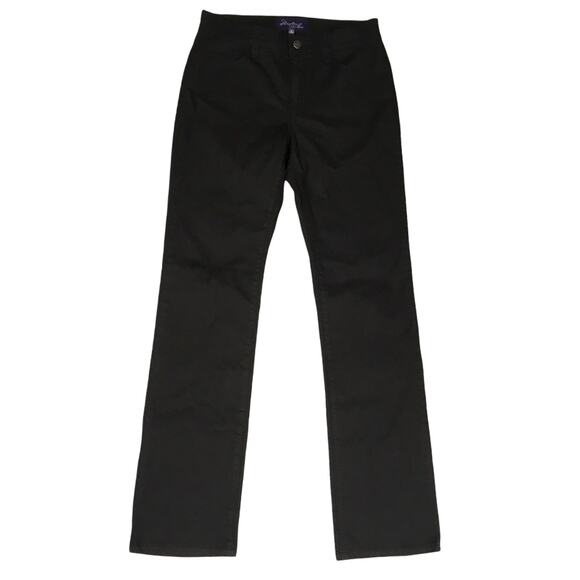 NYDJ Jeans Straight Leg Stretch Denim Black Casual Pants Women's 4 Jewel Pockets - Picture 1 of 11